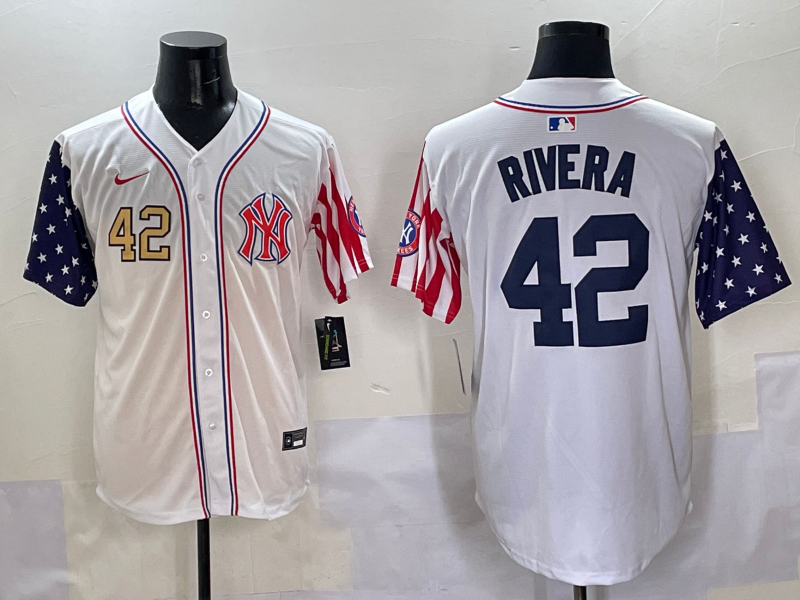 Men 2025 MLB New York Yankees 42 Rivera white jersey style 16